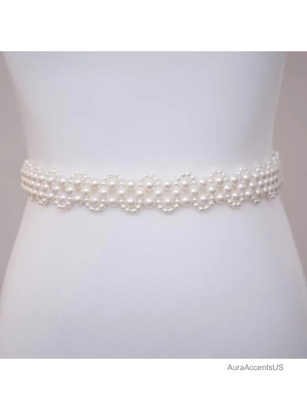 Handmade Beaded Pearl Sash Belt for Wedding Dress Bridal Bow Tie